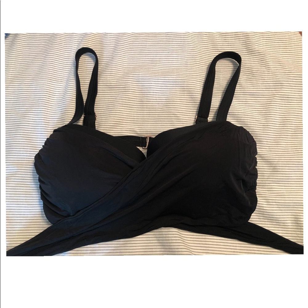 Black bikini top cross cross tie back